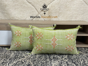 Yellow Moroccan Pillows Silk 35x53