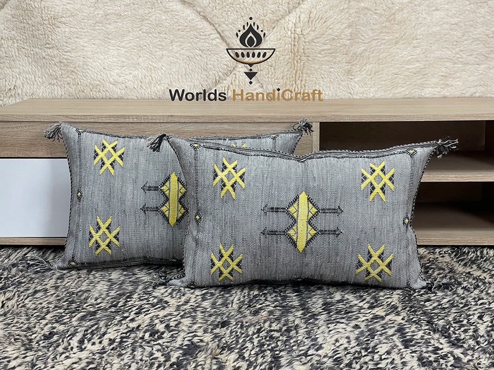 Moroccan Natural Cactus Silk Pillows 35x53