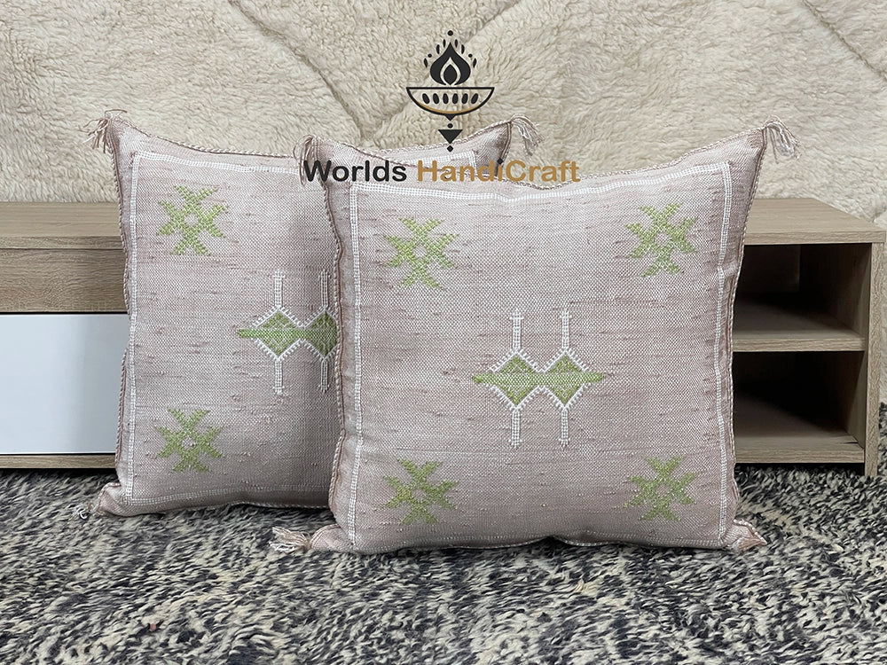 Green Moroccan Pillows Silk 24x24