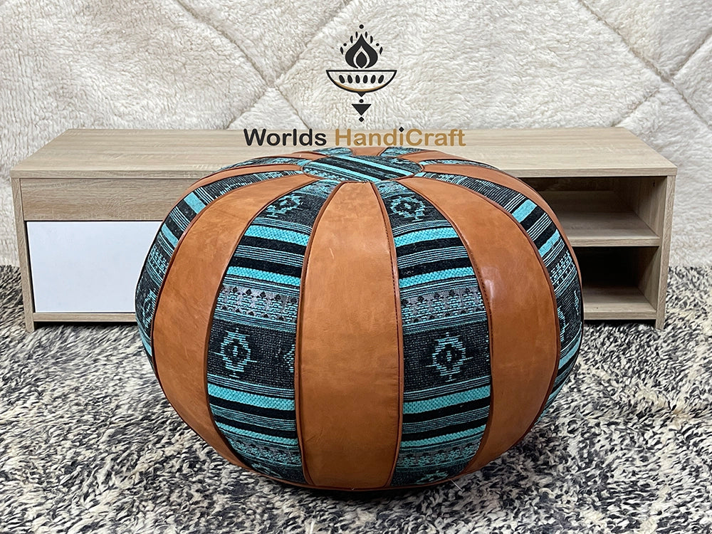 Docorativ Moroccan Leather Ottoman Pouf : Moroccan Home Decor Pouf