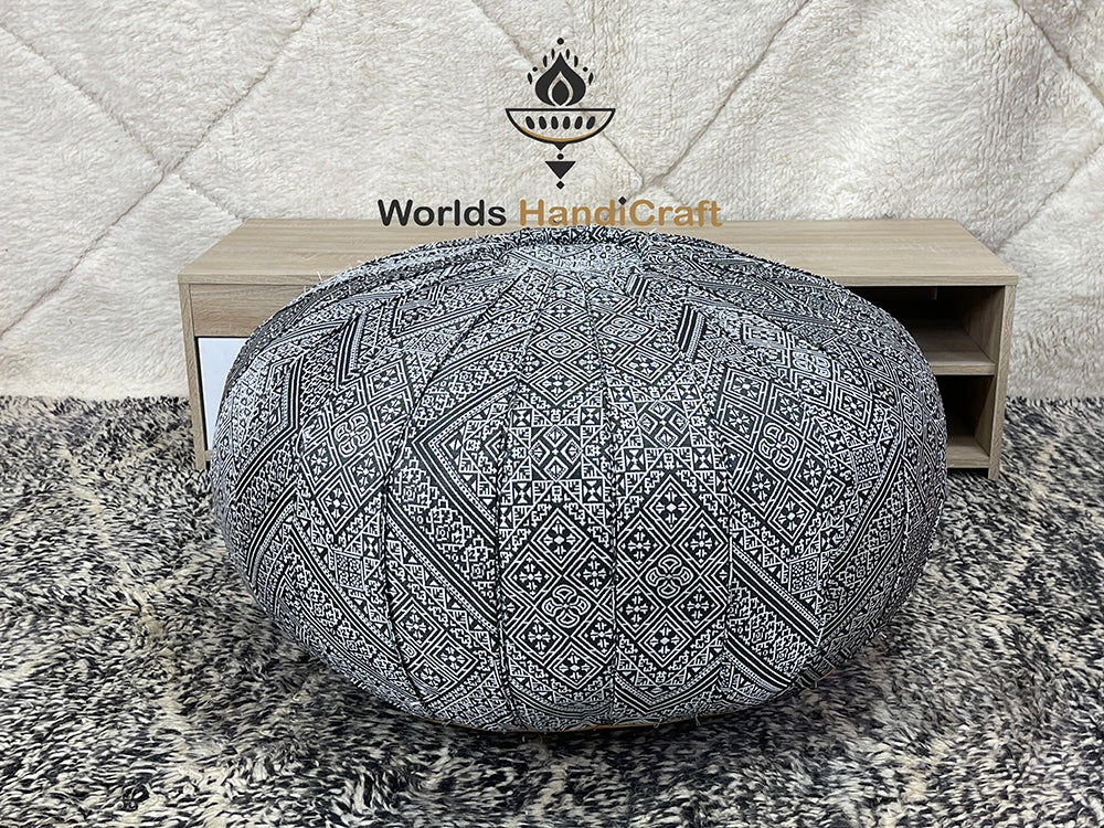 Authentic Decorative Moroccan Pouf : Moroccan Leather Pouf Cover