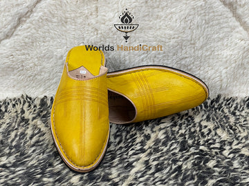 Yellow Moroccan Leather Slippers Mens