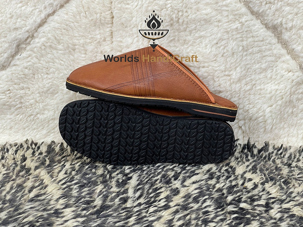 Moroccan leather babouche slippers