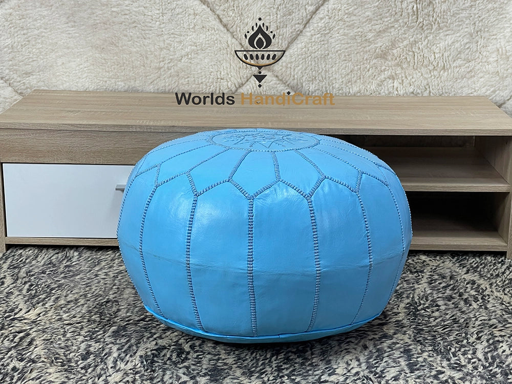 Moroccan Blue  Ottomans : Moroccan Round Pouf