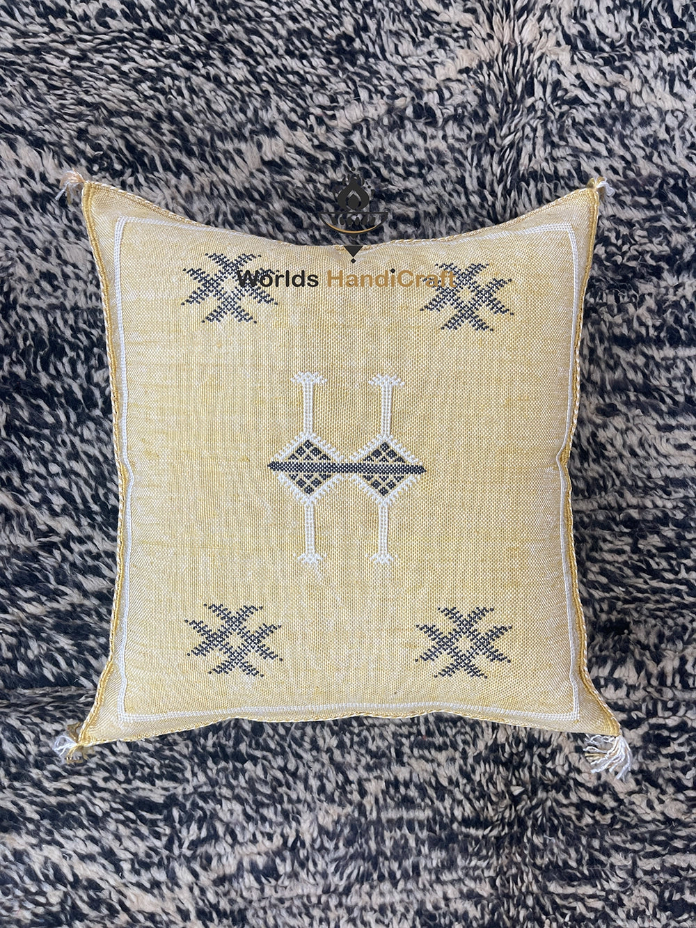 Yellow Moroccan pillows silk 24x24