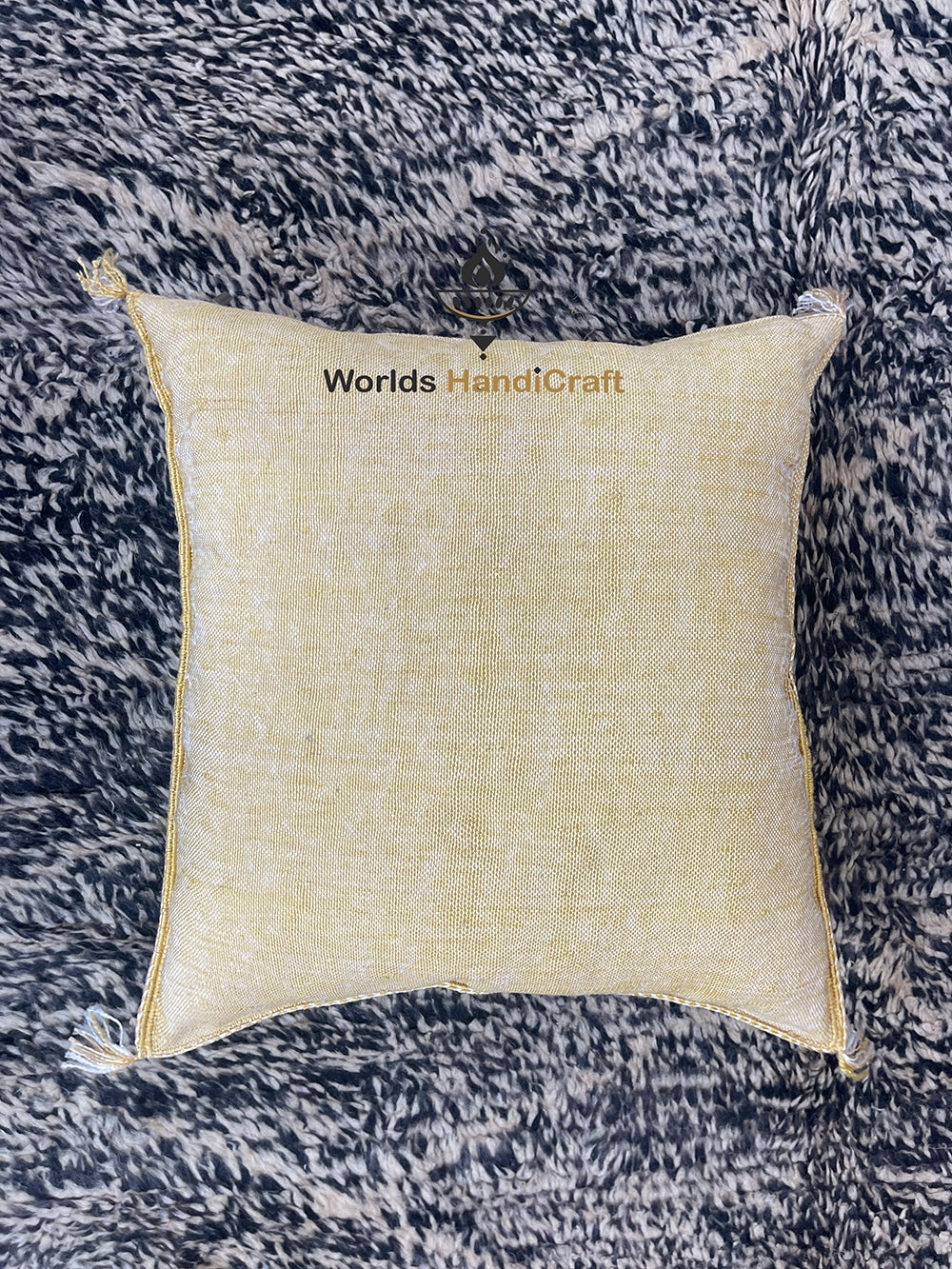 Yellow Moroccan pillows silk 24x24