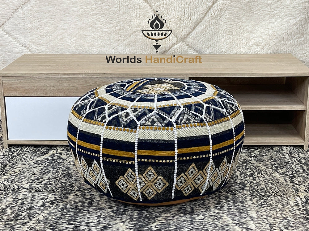 Authentic Tissu Leather Pouf : Leather Pouf Furniture