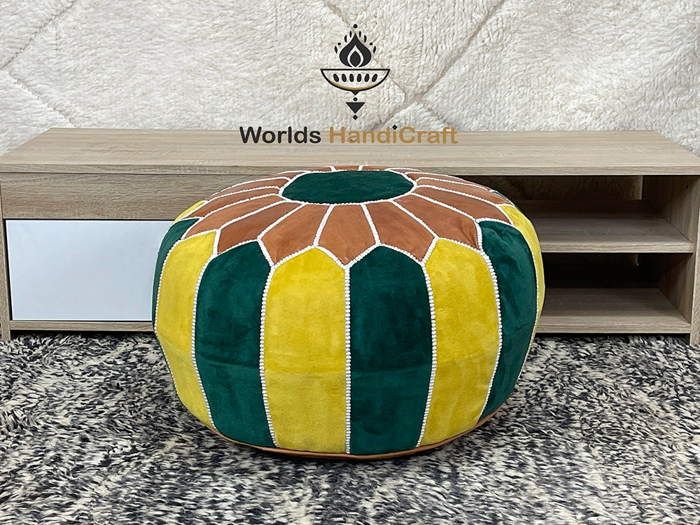 Moroccan Pouf Leather Colored