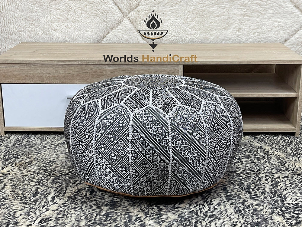 Moroccan Authentic Living Room  Pouf : Leather Pouf Seat