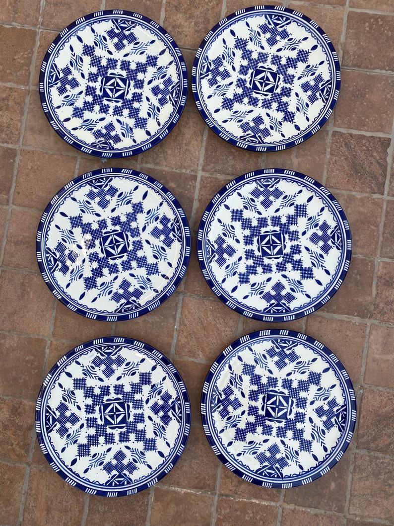 A2 | Set of 6 Moroccan ceramic plates from Fes