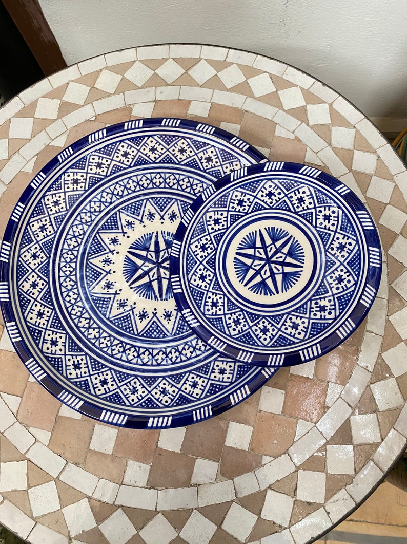 A1 - Moroccan handmade ceramic dinner dish and dessert dish