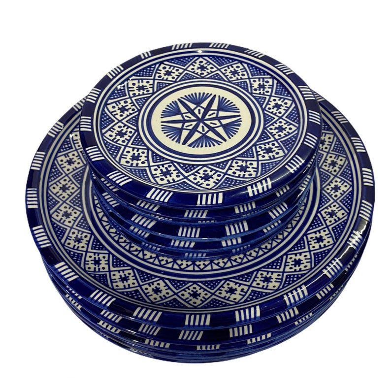 A1 - Moroccan handmade ceramic dinner dish and dessert dish