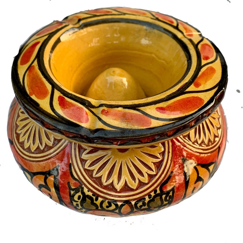 Large Handcrafted Moroccan Ceramic Ashtray/Incense Holder