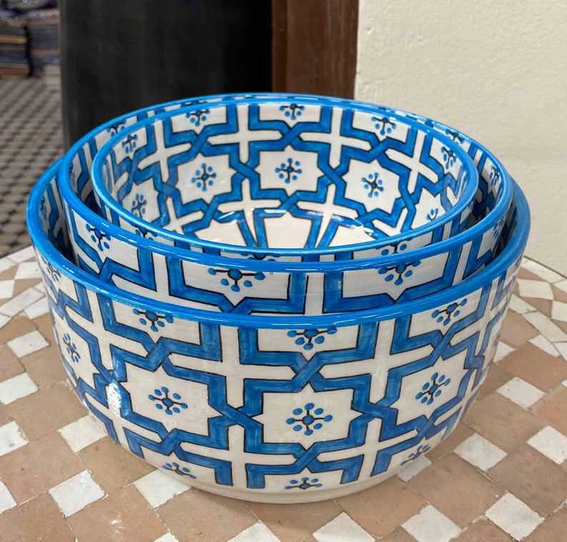 A3 - Handmade Blue Moroccan ceramic salad bowl