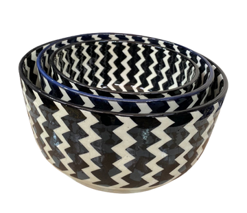 A3 - Fes black and white ceramic salad bowl