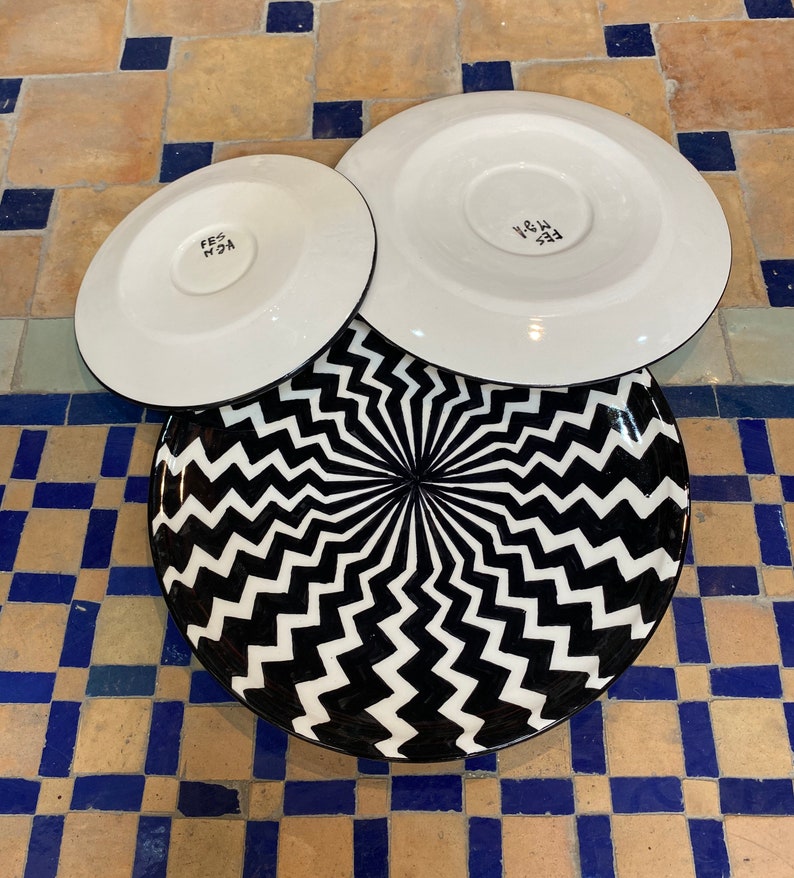 A1 - Black and white Handmade ceramic plates