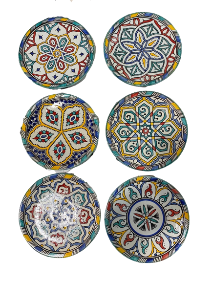 A2 - Set of 6 Moroccan ceramic dessert dish handmade