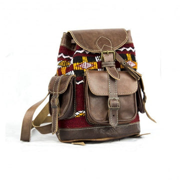 Genuine leather kilim Moroccan backpack