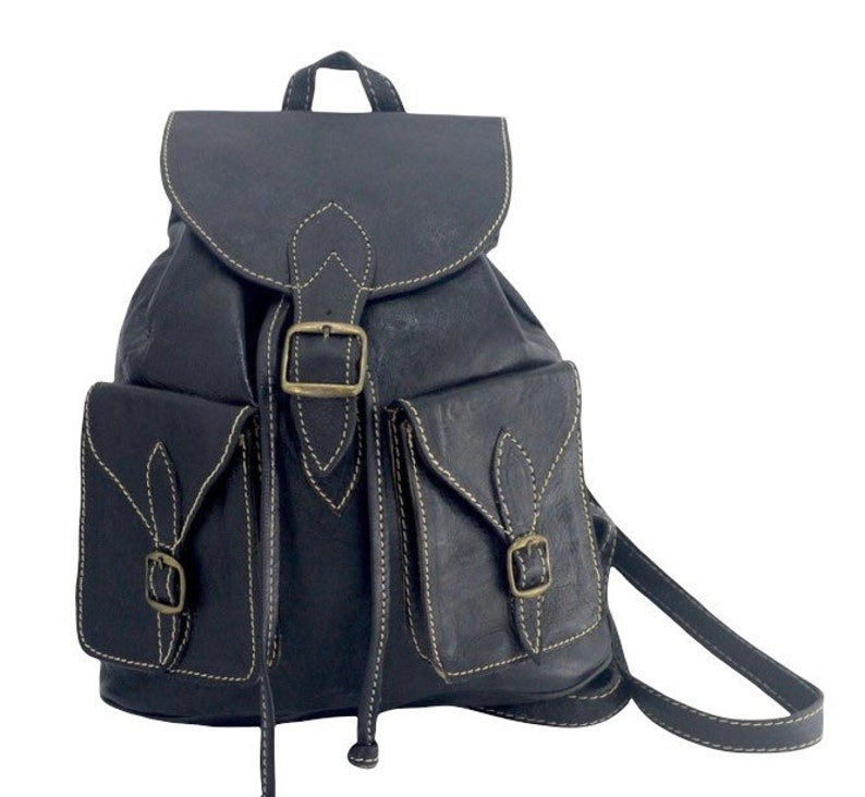 Black Moroccan Backpack in genuine leather high-end