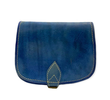 Blue Genuine leather Moroccan shoulder bag