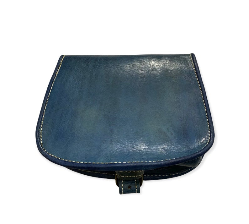 Blue Genuine leather Moroccan shoulder bag