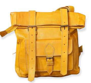 Yellow Moroccan leather Backpack in genuine