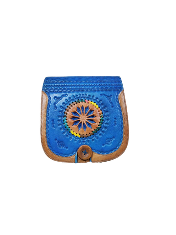 Moroccan Blue Leather shoulder bag for women