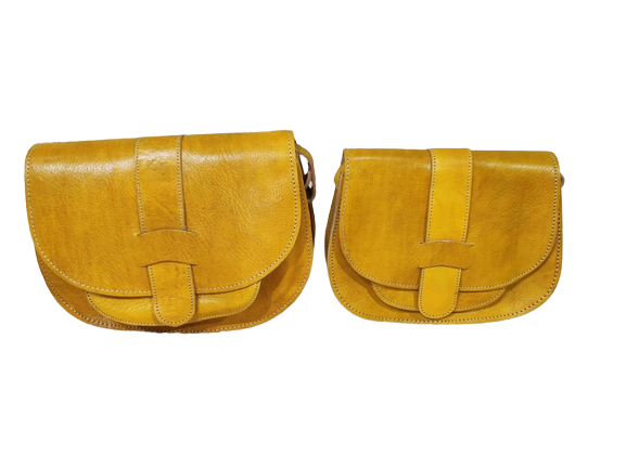 Set of 2 Moroccan yellow leather wallet