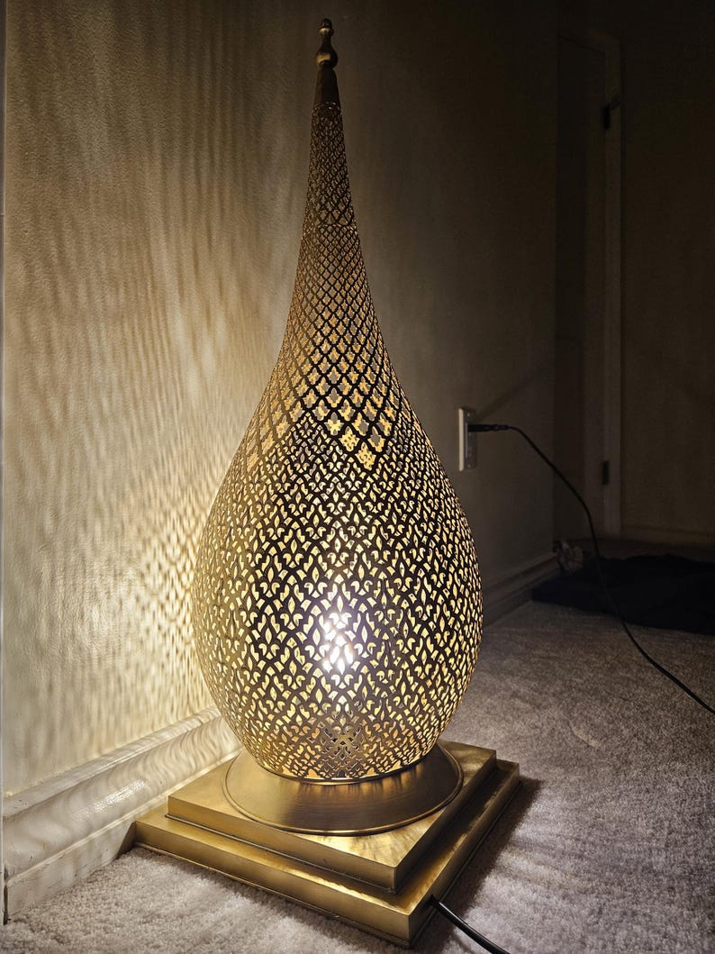 Moroccan Handmade Table Lamp - Brass & Silver