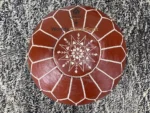 Moroccan Red Leather Pouf