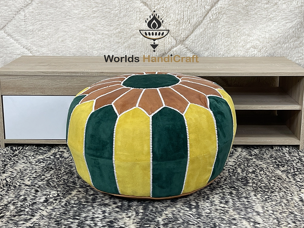 Moroccan Pouf Leather Colored