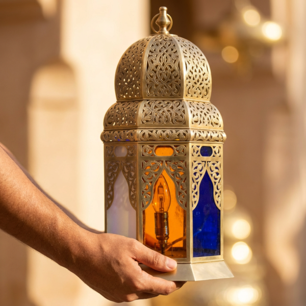 Large Moroccan Table Lamps With Colored Class