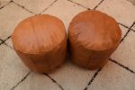 Z3 | Moroccan Leather Round Pouf | Moroccan Leather Round Ottoman
