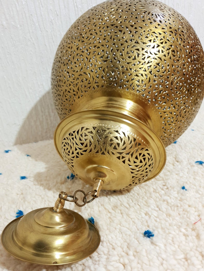 Buy 2 get 1 free, brass round Lamp, Pendant Lamps- Moroccan Lampshade Lights-Antique Look Modern Turkish Hanging, Arabian Moroccan Lamps