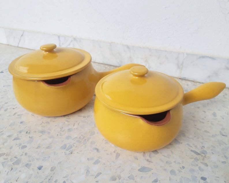 Yellow Clay Cooking Pot Terracotta Pan - Hand Made Natural Food Safe & Eco Friendly Moroccan Tunisian Kitchenware | Stoneware Earthenware