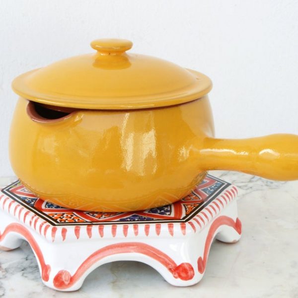 Yellow Clay Cooking Pot Terracotta Pan - Hand Made Natural Food Safe & Eco Friendly Moroccan Tunisian Kitchenware | Stoneware Earthenware