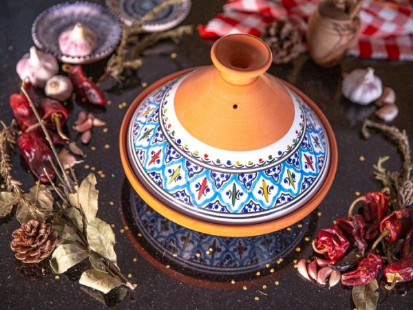Medium Turquoise Handmade, Hand-painted Ceramic Tagine, Kamsah Cooking Pot, Easter, Mother's Day, Thanksgiving, Christmas gifts