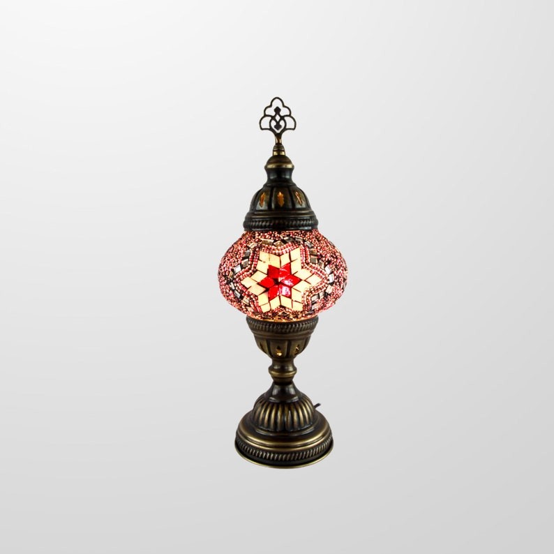 US Seller, Table lamp, Mosaic lamp, Glass lamp, Turkish, Moroccan, Lighting, Best Gift, Home Decoration, Table Top, Violet