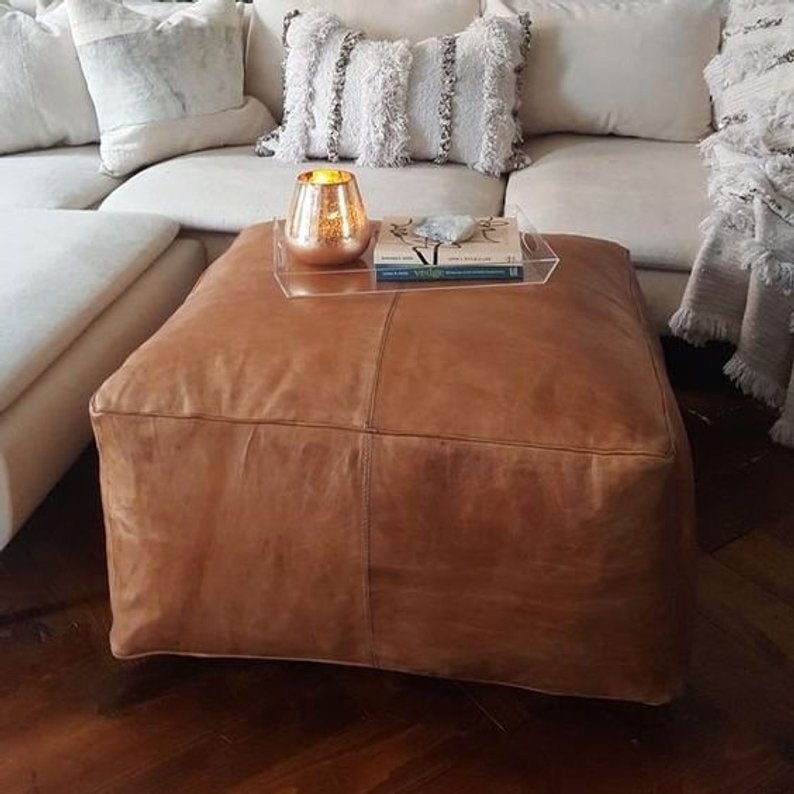 Fash Sale MOROCCAN POUF GENUINE LEATHER HIGH QUALITY OTTOMAN FOOTSTOOL pouffe 
