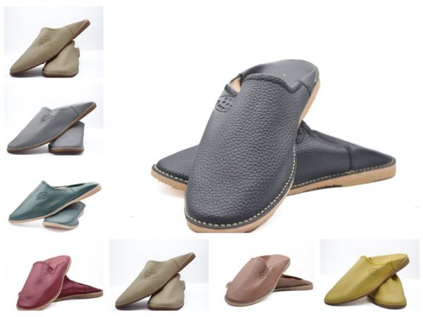 Babouche slippers men, Moroccan sheepskin slippers men, handmade leather mules