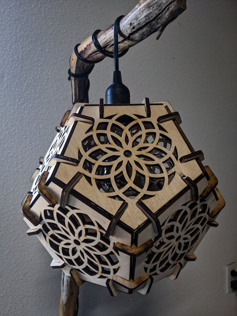 Sacred Geometry Lamp, Mandala Pendant Lamp Home Décor, Dodecahedron, Dodecahedron lamp, Geometric, Yoga, Light, Moroccan, Modern, Vintage