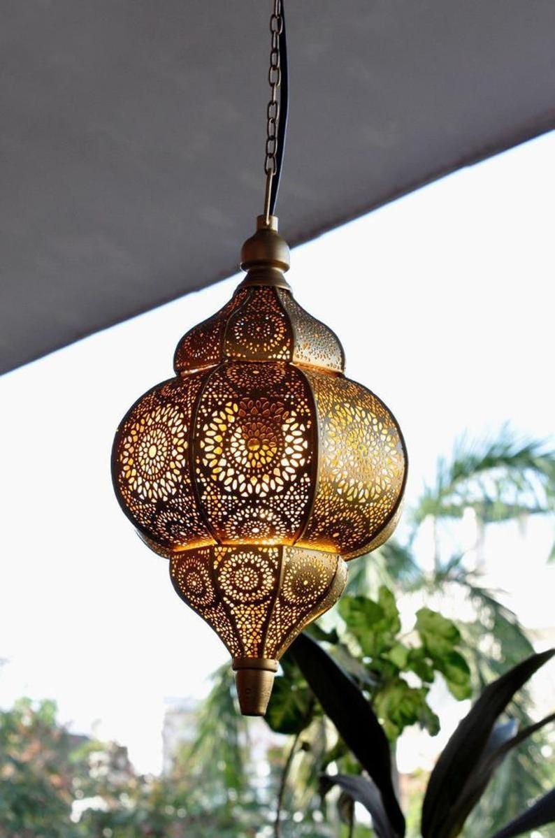Moroccan Lamps Oriental Pendant Arabian Metal Ceiling Light Hanging Lantern Lamp 