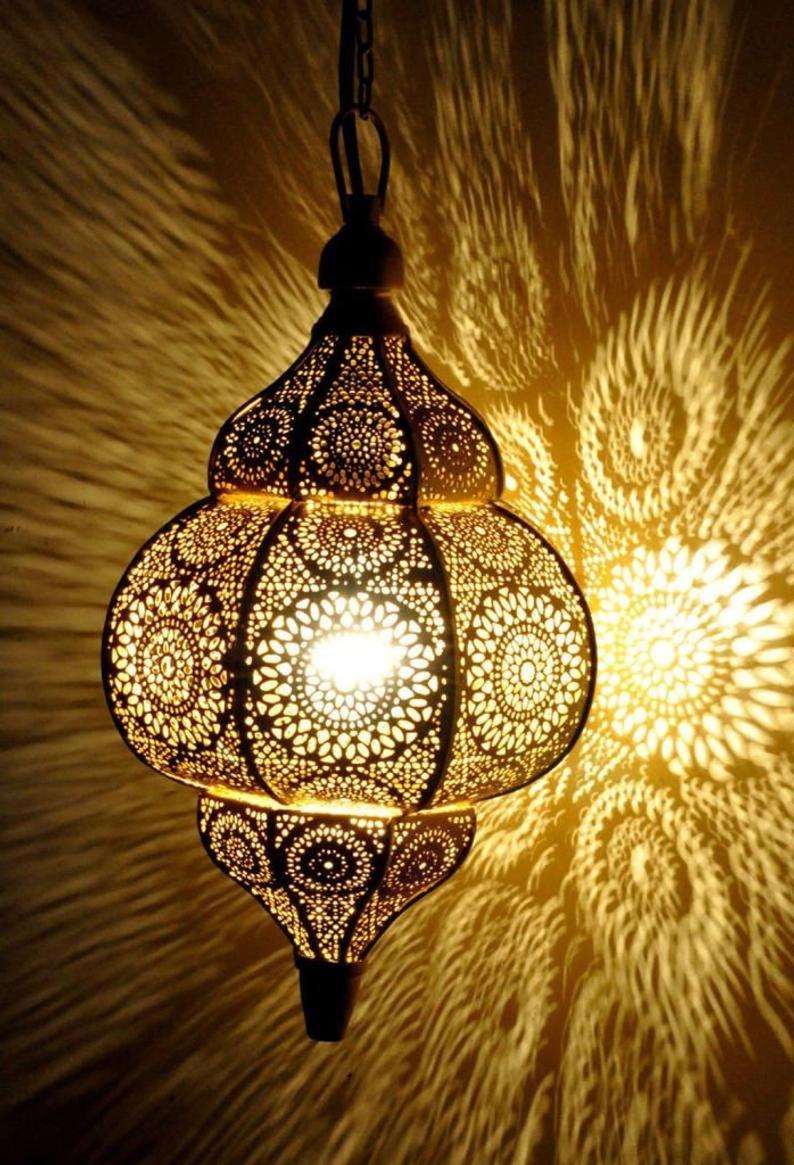 8x14" Antique Look Modern Turkish Hanging Oriental Arabian Golden Moroccan Lamps Ceiling Lights Home Lantern Gift Lamp