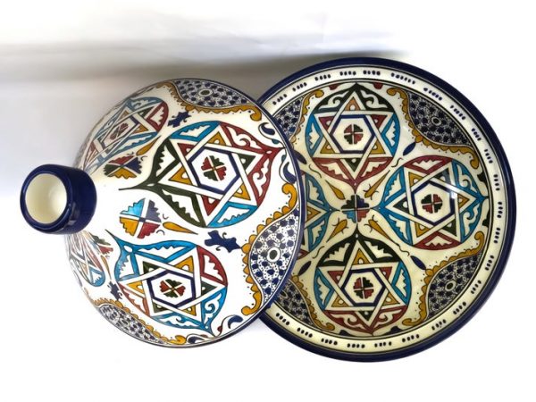 Large Moroccan ceramic tagine/ hand-painted tagine/decorative tagine/kitchenware/serving tagine/moroccan large tagine