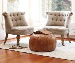 Z2 - | Moroccan Pouf Leather Luxury Ottomans Footstools White Unstuffed