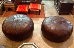 Z2 - | Moroccan Pouf Leather Luxury Ottomans Footstools White Unstuffed