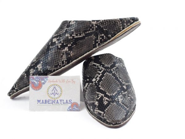 Snake Skin Moroccan shoes, Moroccan babouche, leather goods, Organic slippers, Mules shoes, Babouche, step dad gift