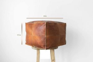 Handmade square leather Pouf