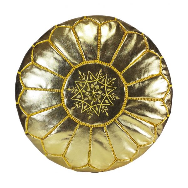 Gold Round Moroccan Pouf Ottoman