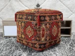 Colored Square Tissu Leather Ottoman Pouf